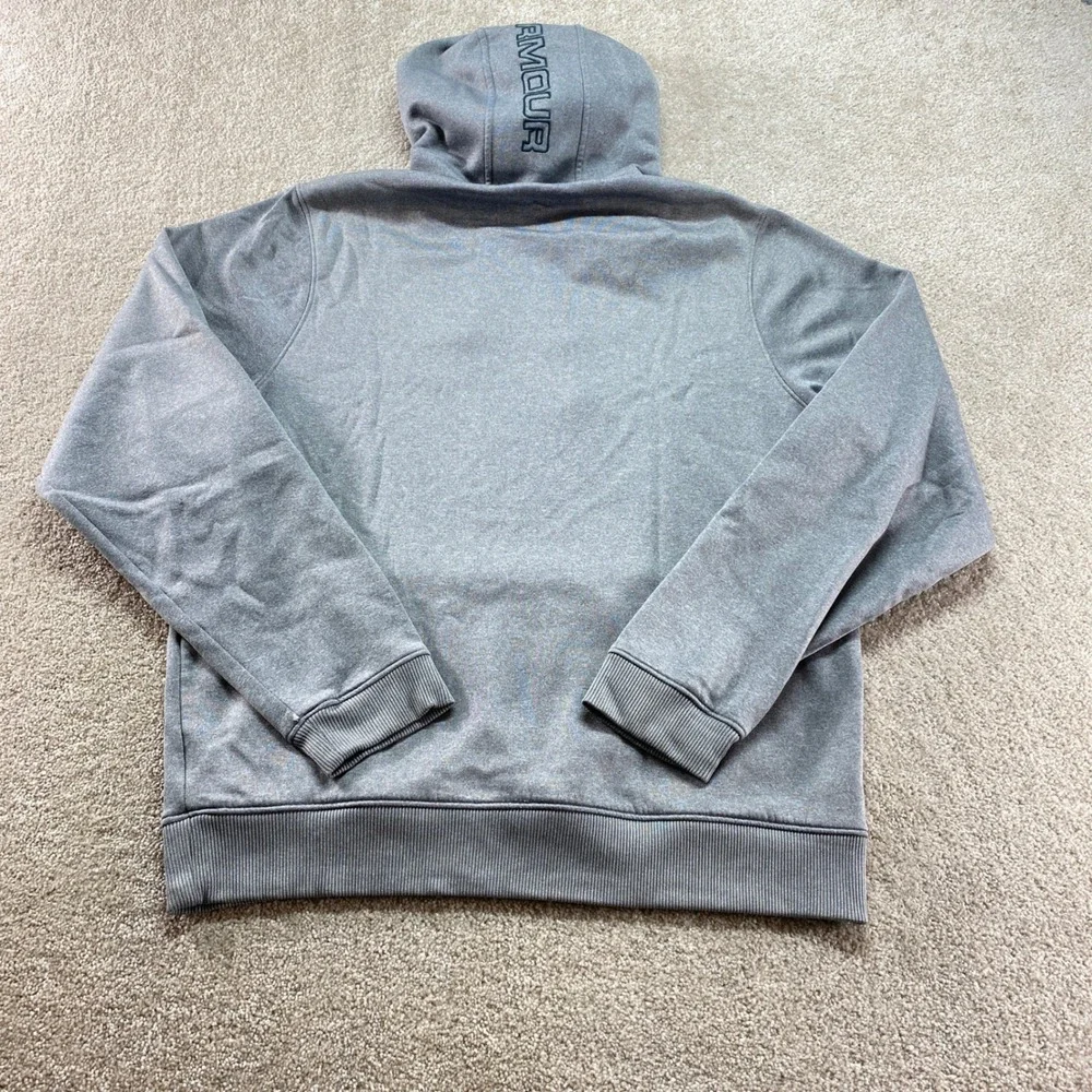 Under Armour Hoodie Mens Medium Gray Green Logo Pullover‎ Fleece Sweatshirt